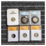LB 6Pc Jefferson Nickels 1945-2010 S-P 6pc Graded