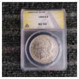 LB Morgan Dollar 1889 S Silver ANACO AU 55