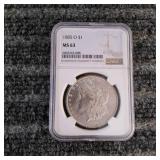 LB Morgan Dollar 1885 O Silver NCG MS 63