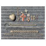 L3 13pc Cross Pendents Sterling Silver Chains