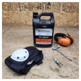 T5 5pc Knee pads, Bar & chain oil, Ear muffs, Chai