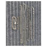 L3 6pc Chains Sterling Silver Necklaces, Bracelet