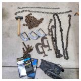 H3 16Pc belt sander Chains C clamps sledge hammer