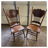 M1 2pc Oak Dining Chairs pressed back