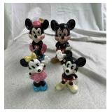 4pc Disney Mickey Minnie Mous Vintage Figurines
