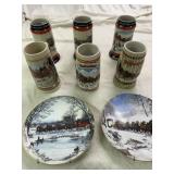 8pc Budweiser Collector Mugs & Plates