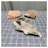 L5 3pc Leaf Soap dish w/ duck Amethist,