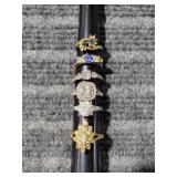 L3 6pc Sterling Silver Rings Gold Rings