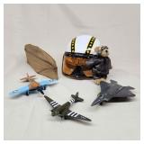 T6 6pc Planes & Air Force (3) Planes, Helmet, bear
