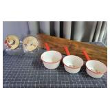 H2 6pc Cookie Jars Enamel Ware Oak Shelf