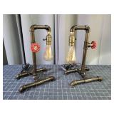 P2 2pc Metal Pipe Lamp Set 15x9x6.5