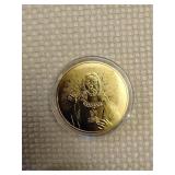 LB Medallion Religious Jesus gold tone