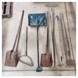 YD 9pc (2) hoe, snow shovel, flat shovel,
