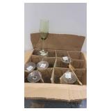 B 18 Glass Flutes Light Green with Clear Ba