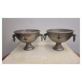 A 2pc Pedestal Bowls Heavy Aluminum 10in dia, 7 ï¿½