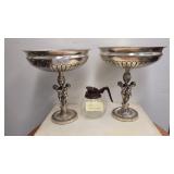 A 2pc Pedestal Bowls Cherub Base 13in dia, 39in ta