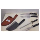 A 5pc Cleaver with Sheath 2 Amazon Basic 12in kniv