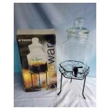G Glass Drink Dispenser with metal stand