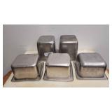 A 5pc Stainless Steel Hotel Food Insert Pans 6x6in