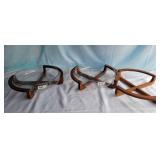 G 2pc Glass Bowls with Wooden Bases