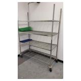 A Rolling Steel Storage Rac 79in high, 4 Shelf Adj