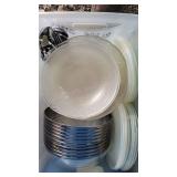 Plastic Dishes, Bowls, Silverware and lids