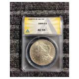 LB Morgan Dollar 1889 S Silver Graded AU 55 ANACS