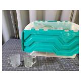 R3 50+/- Ornate Glass Mugs Fluted and Vines