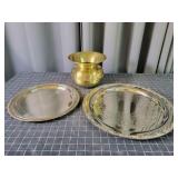 H3 Brass Color Spittoon Silver Color Platters