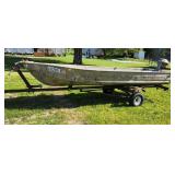 14ft Aluminum Boat W/ Motor on Trailer