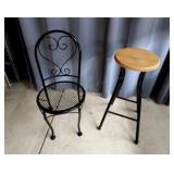 YD - Wrought Iron Bistro Chair & Metal S Two-piece