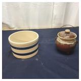 K2 - Vintage Stoneware Crock and Bean Po Two-piece