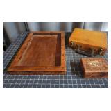 Vintage Wooden Boxes and Serving Tray Lo Collectio