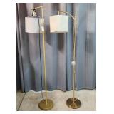 T3 - Pair of Gold-Tone Metal Floor Lamps Two-piece