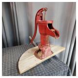 S2 - Cast Iron Hand Water Pump on Wood B Cast iron