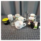 Assorted Coffee Mugs and Glassware Lot Collection