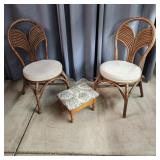 G2 - Pair of Rattan Fan-Back Chairs with Two match
