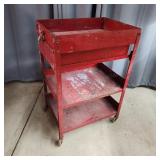 T1 - Red Metal Rolling Shop Cart with Dr Three-tie