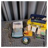 Q3 - Tackle Box with Lures, Line, String Yellow an
