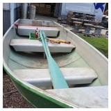 Yd - Aluminum Rowboat with Oars on Trail Riveted a