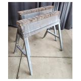 F3 - Pair of Folding Metal Sawhorses wit Set of tw