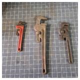 T2 - Three Pipe Wrenches Including RIDGI Lot of th