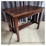 S3 - Mission Style Oak Library Table wit Mission s