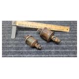 T2 - Pair of Brass Drip Oilers with Glas Two brass
