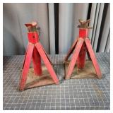 E3 - Pair of Red Steel Jack Stands Pair of heavy-d