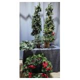 Christmas Decor Lot - Wreaths, Trees & G Collectio