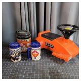 G3 - NASCAR Collectible Mugs and Ride-On Lot inclu