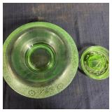 I2 - Green Uranium Depression Glass Bowl Green dep