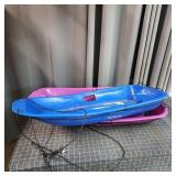 T6 - Two Plastic Snow Sleds with Pull Ro Set of tw