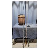 T4 - Wooden Barrel with Four Fishing Rod Wooden ba